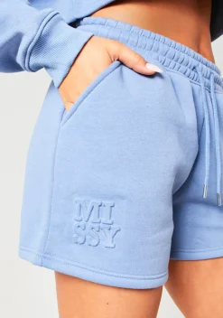 Airport Vibin'|Shorts*Missy Empire Keira Blue Missy Embossed Sweat Shorts