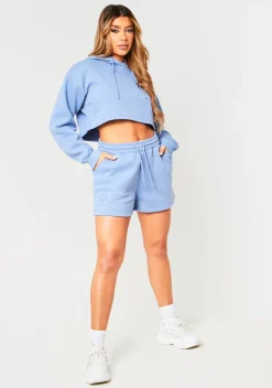 Airport Vibin'|Shorts*Missy Empire Keira Blue Missy Embossed Sweat Shorts