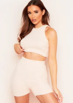 Tops|Loungewear*Missy Empire Kiah Pink Teddy Borg Racer Crop Top