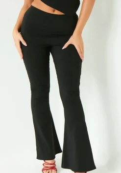 The Party Edit|Trousers*Missy Empire Kim Black Bengaline Kick Flare Trouser