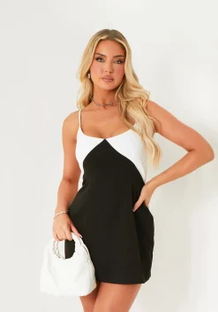 Little Black Dresses|Mini Dresses*Missy Empire Kira Black & White Contrast Mini Dress