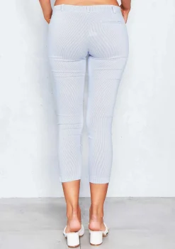 Trousers*Missy Empire Kirby Blue Pinstripe Cropped Trousers