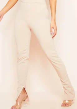 Trousers*Missy Empire Kourtney Plain Inside Split Trousers Nude