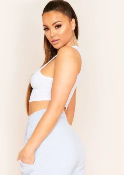 Tops|Basics*Missy Empire Kylie Extreme Racer Crop Top White