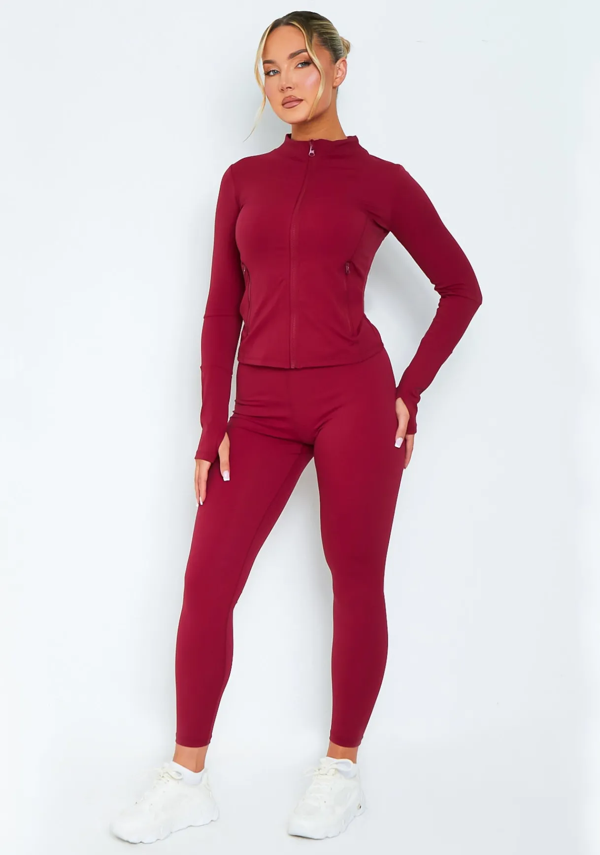 Gym Bottoms|Leggings*Missy Empire Lacey Burgundy Active Leggings Red