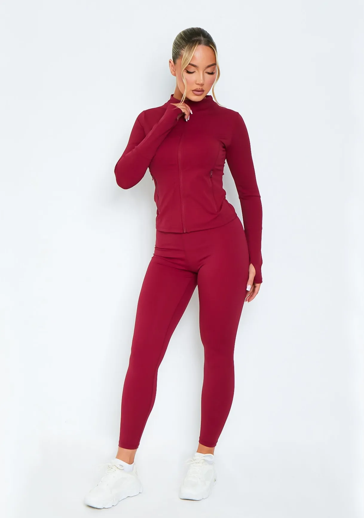 Gym Bottoms|Leggings*Missy Empire Lacey Burgundy Active Leggings Red