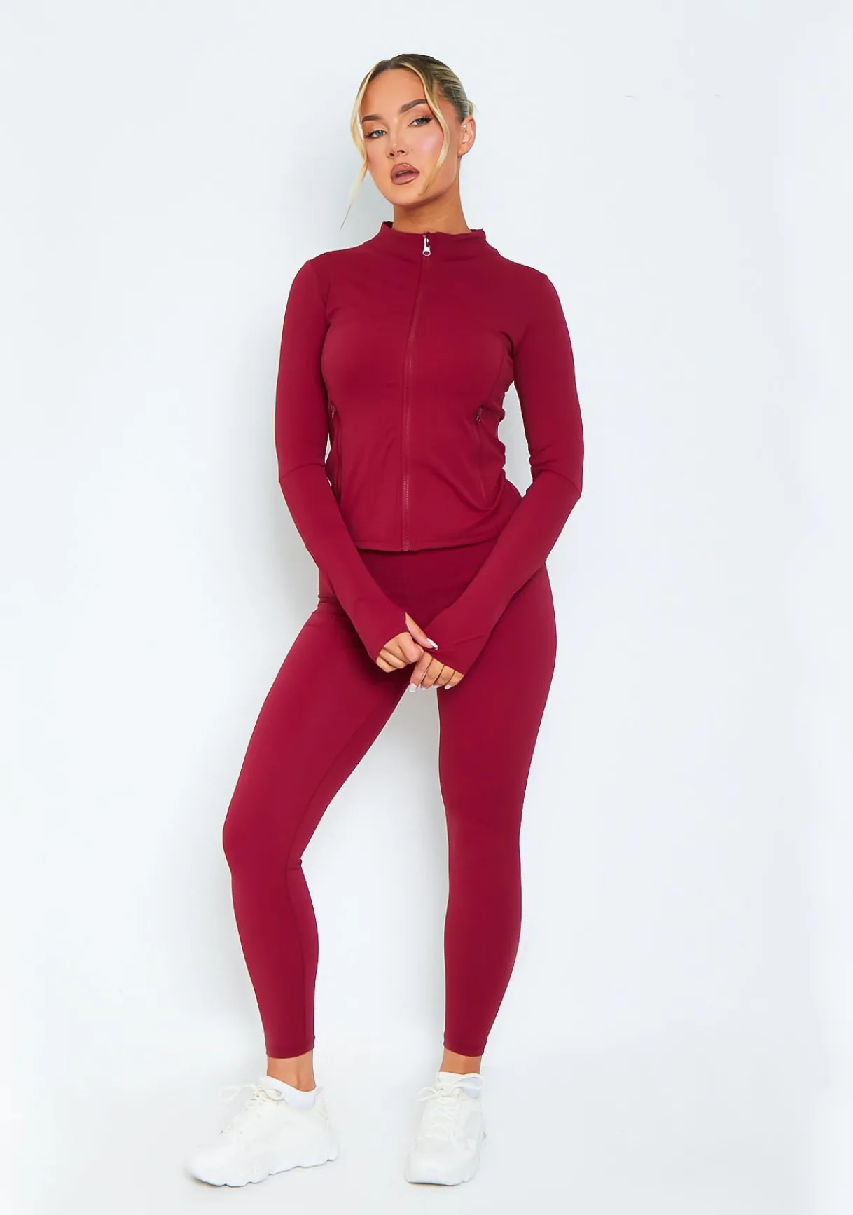 Gym Bottoms|Leggings*Missy Empire Lacey Burgundy Active Leggings Red