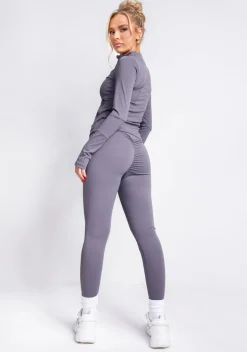 Gym Bottoms|Leggings*Missy Empire Lacey Active Ruched Bum Leggings Charcoal