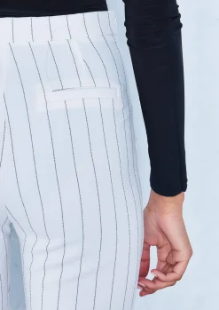 Trousers*Missy Empire Lara Cream Pinstripe High Waist Trousers