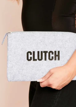 Bags & Purses*Missy Empire Lara Grey Slogan Clutch Bag
