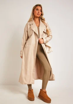 Coats & Jackets*Missy Empire Larsa Trench Coat Stone