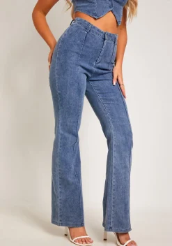 Jeans|Denim*Missy Empire Latesha Blue Denim Bootcut Seam Detail Jeans