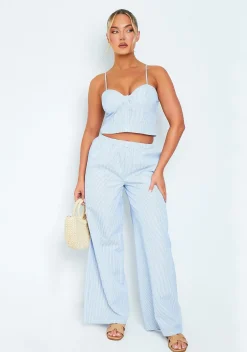 Trousers|Co-Ords*Missy Empire Laura Blue & White Striped Straight Leg Trouser