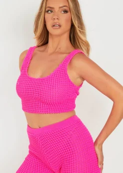 Tops|Knitwear*Missy Empire Laurel Crochet Knit Crop Top Pink