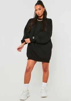 Airport Vibin'|Little Black Dresses*Missy Empire Lauren Black Missy Sport Oversized Sweater Dress