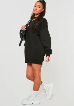 Airport Vibin'|Little Black Dresses*Missy Empire Lauren Black Missy Sport Oversized Sweater Dress