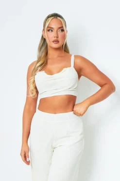 Tops|Co-Ords*Missy Empire Lauren Lemon Drape Front Crop Top