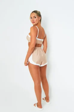 Tops|Co-Ords*Missy Empire Leah Beige & White Cut Out Crop Top