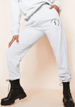 Airport Vibin'|Loungewear*Missy Empire Lila Grey Unapologetically Female Slogan Oversized Tracksuit Joggers