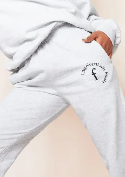 Airport Vibin'|Loungewear*Missy Empire Lila Grey Unapologetically Female Slogan Oversized Tracksuit Joggers