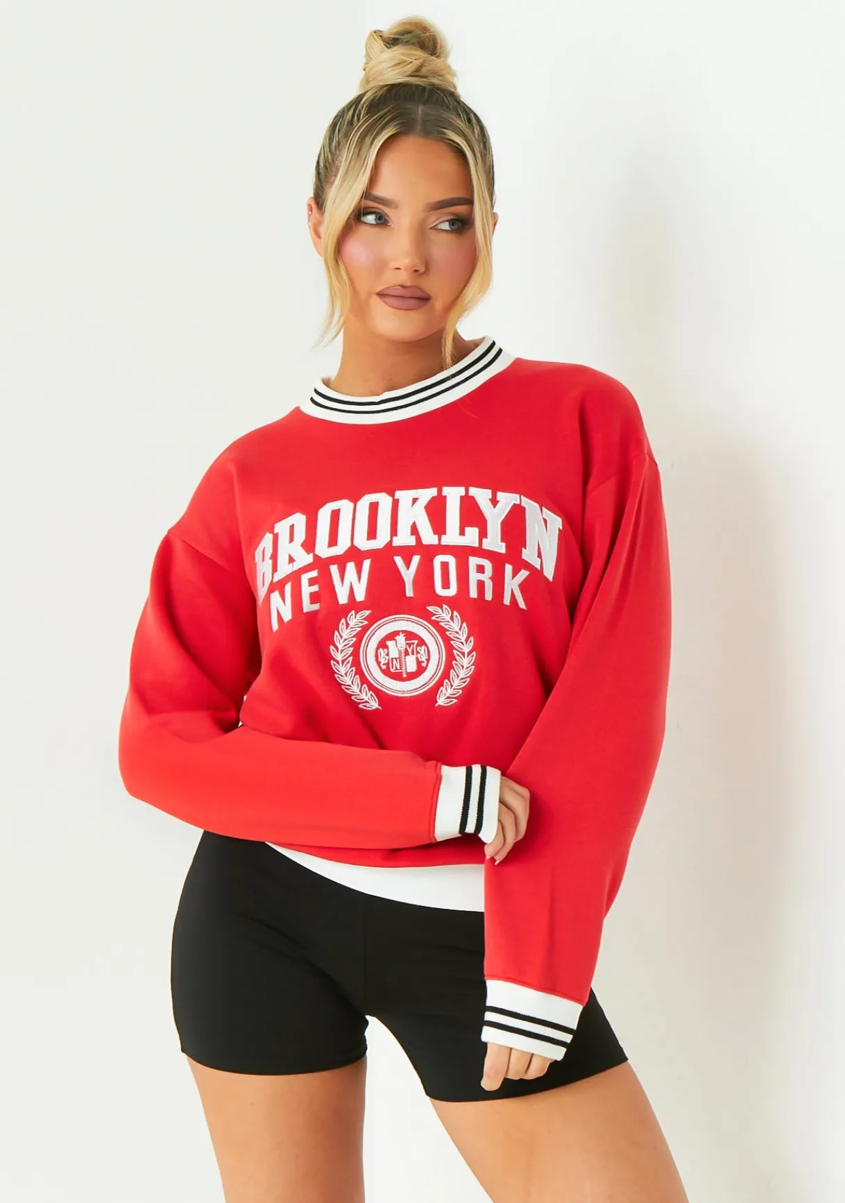 Airport Vibin'|Loungewear*Missy Empire Lisa Red Brooklyn Sweatshirt
