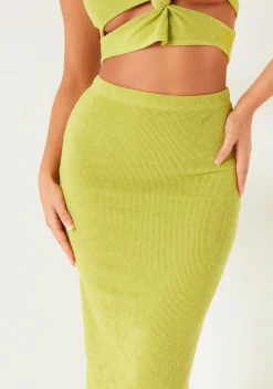 Skirts|Co-Ords*Missy Empire Livia Olive Green Side Split Maxi Skirt