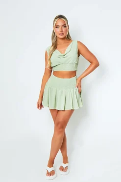 Skirts|Co-Ords*Missy Empire Lola Pistachio Cinched Waist Mini Skirt