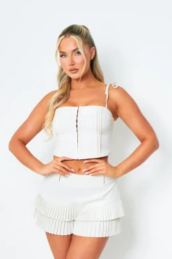 Tops|Co-Ords*Missy Empire Lucy Cream Square Neck Structured Corset Top