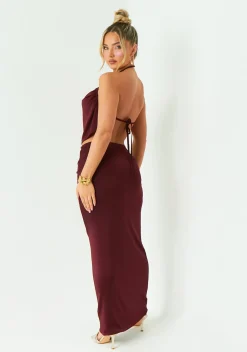 Tops|Co-Ords*Missy Empire Lucy Wine Cowl Backless Top Red