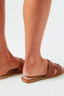 Sandals*Missy Empire Lydia Tan PU Slip On Sandals