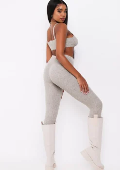 Airport Vibin'|Loungewear*Missy Empire Lyla Knitted Ribbed Leggings Oatmeal