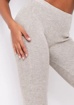 Airport Vibin'|Loungewear*Missy Empire Lyla Knitted Ribbed Leggings Oatmeal