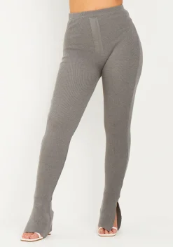 Airport Vibin'|Loungewear*Missy Empire Madilyn Knitted Leggings Charcoal