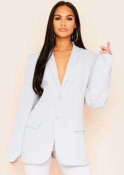 Coats & Jackets|Blazers*Missy Empire Mae Oversized Boyfriend Blazer Grey
