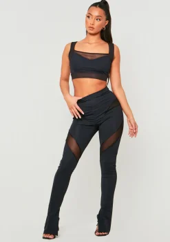 Leggings|Co-Ords*Missy Empire Margot Black Sculpting Legging With Mesh Panels