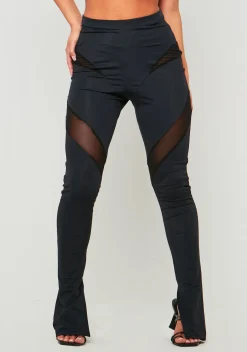 Leggings|Co-Ords*Missy Empire Margot Black Sculpting Legging With Mesh Panels