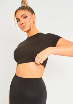 Airport Vibin'|Tops*Missy Empire Marianna Premium Sculpt Crop Tee Black