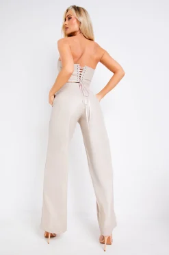 Trousers|Co-Ords*Missy Empire Marla Cream PU Straight Leg Trouser