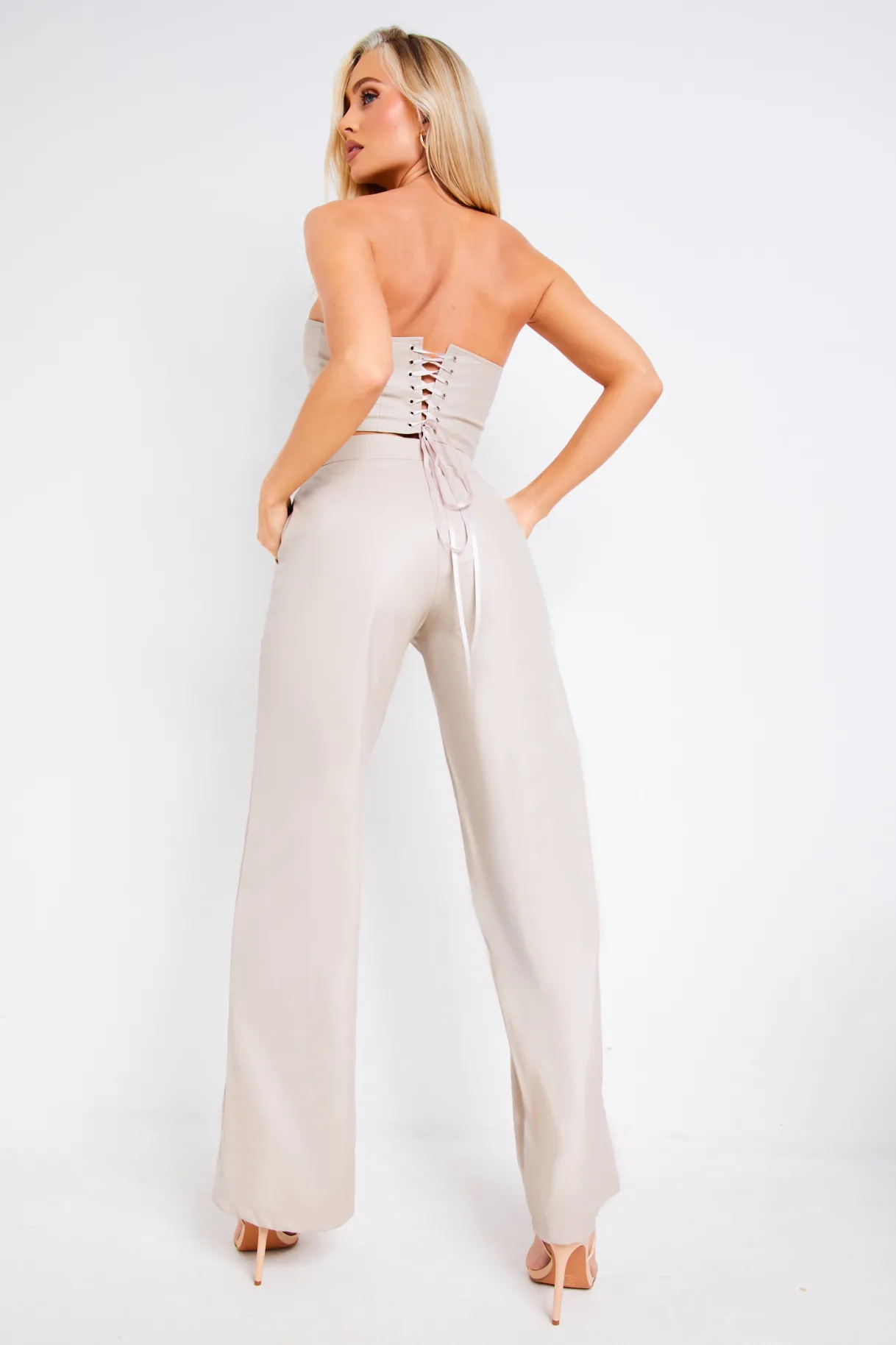 Trousers|Co-Ords*Missy Empire Marla Cream PU Straight Leg Trouser