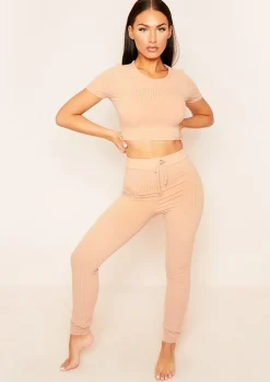 Airport Vibin'|Tops*Missy Empire Mary Mix & Match Rib Cropped T-Shirt Nude