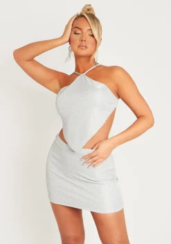 Rave Outfits|The Party Edit*Missy Empire Maryse Silver Glitter Bandana Top