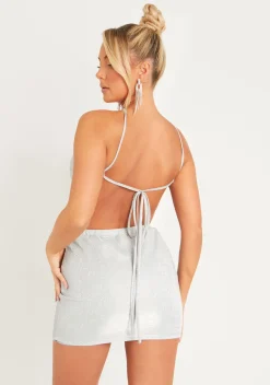 Rave Outfits|The Party Edit*Missy Empire Maryse Silver Glitter Bandana Top