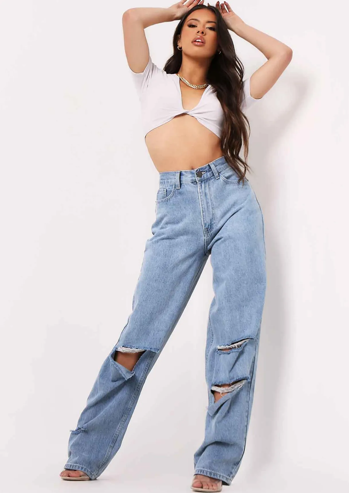 Tops*Missy Empire Maya Slinky Twist Front Crop Top Grey