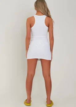 Mini Dresses|Casual Dresses*Missy Empire Maya Racer Ribbed Mini Dress White