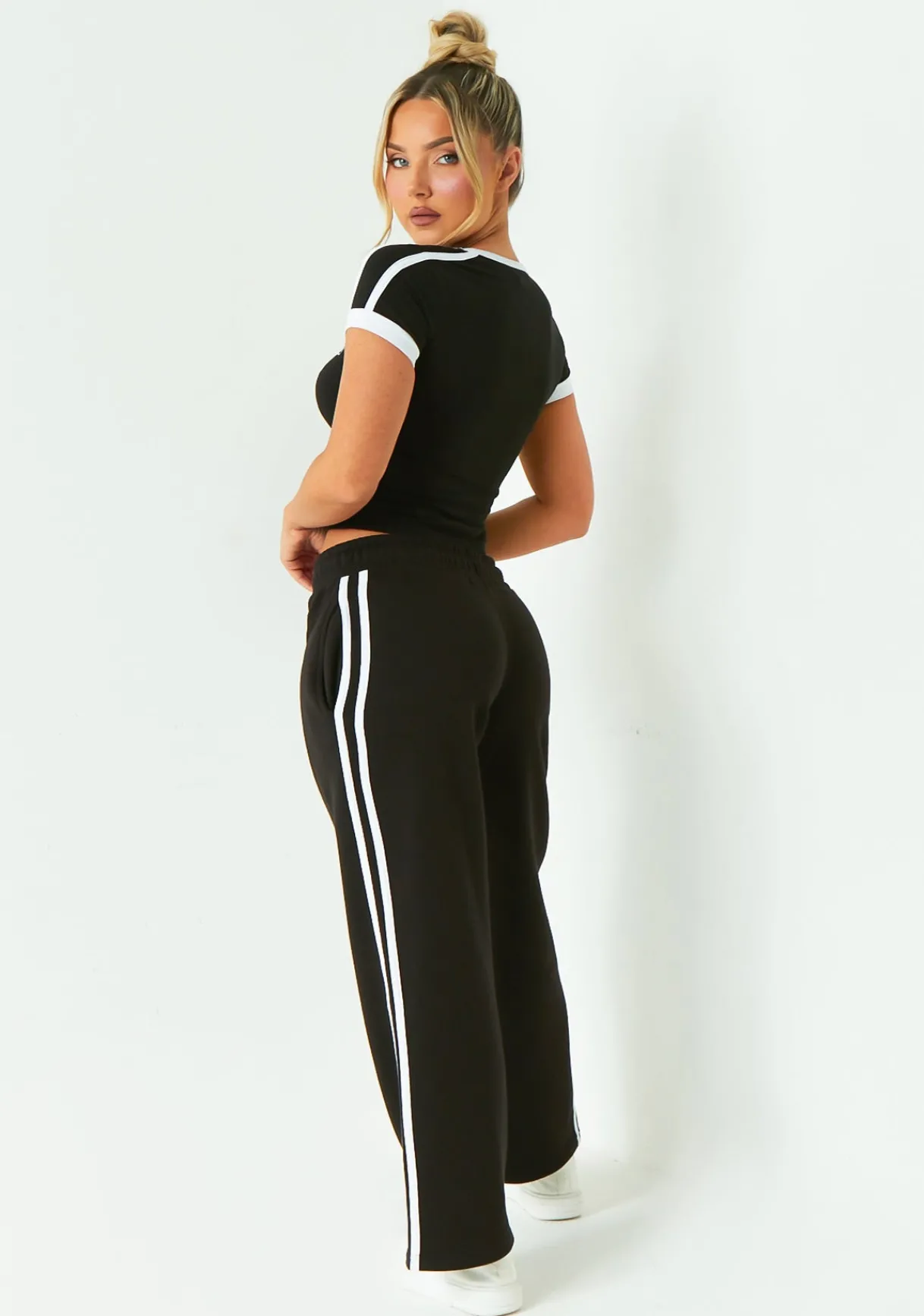 Airport Vibin'|Tops*Missy Empire Megan Sporty Baby Tee Black
