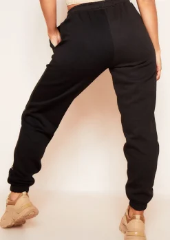 Airport Vibin'|Loungewear*Missy Empire Melila Black and Beige Angel Energy Slogan Joggers
