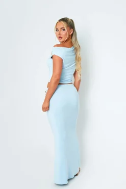 Tops|Co-Ords*Missy Empire Melissa Blue One Shoulder Slinky Top
