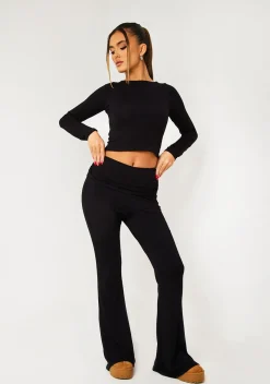 Gym Tops|Tops*Missy Empire Meriah Long Sleeve Crop T-shirt Black