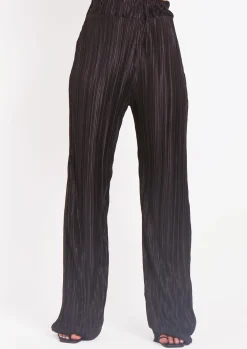 Trousers*Missy Empire Mia Plisse High Waisted Trouser Black