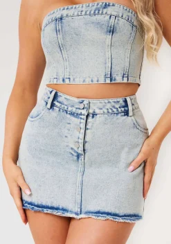 Concert Outfits|Skirts*Missy Empire Mia Light Blue Washed Denim Mini Skirt